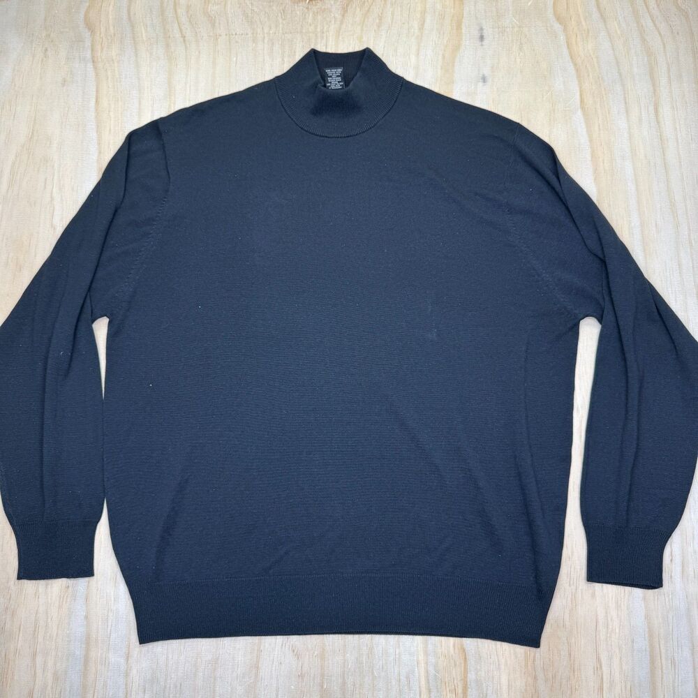 USED 2XL Jos A. Bank Signature Collection SLIM Silk Mock Neck Sweater Black